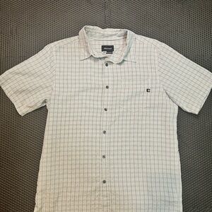 Marmot Gray Casual Button Down Shirt with Subtle Grid Pattern